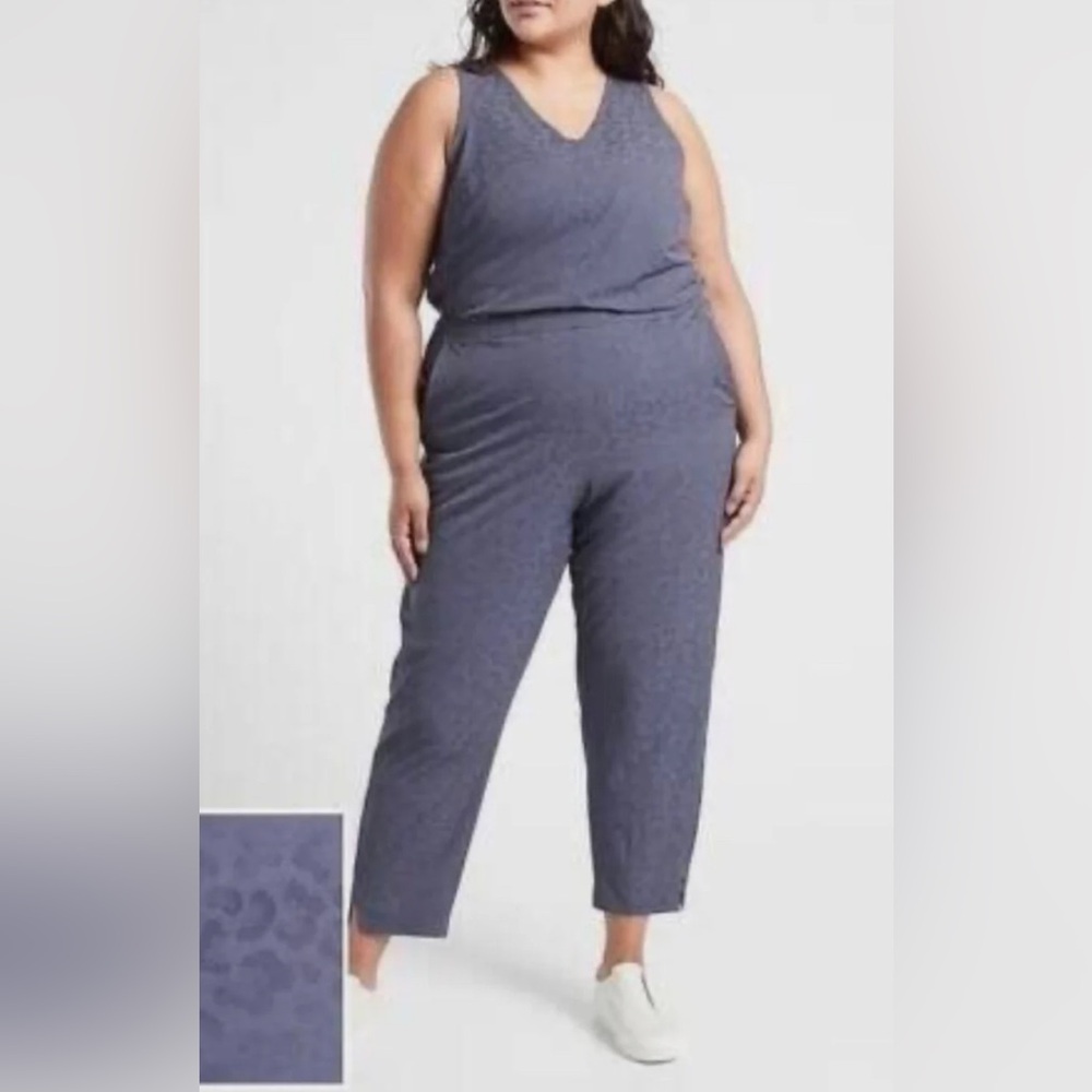 ATHLETICA Brooklyn Blue Leopard Print Textured Jumpsuit size 18